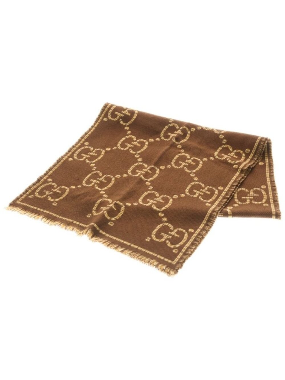 Gucci Check GG Wool Scarf Brown